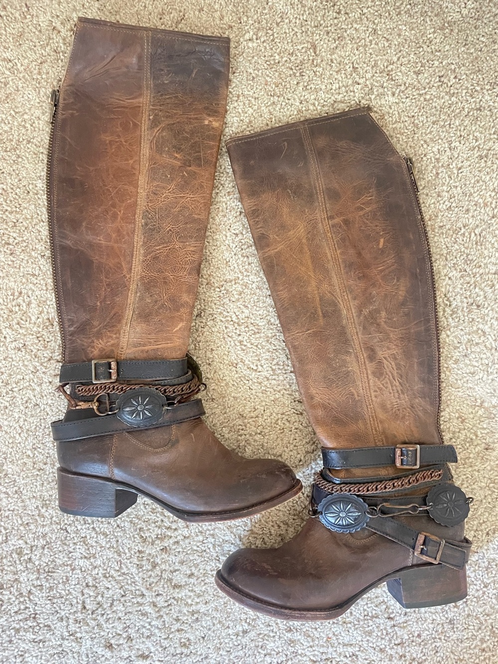 Freebird Aspen Harness Boots Size 9 Distressed Brown Leather - Picture 2 of 9